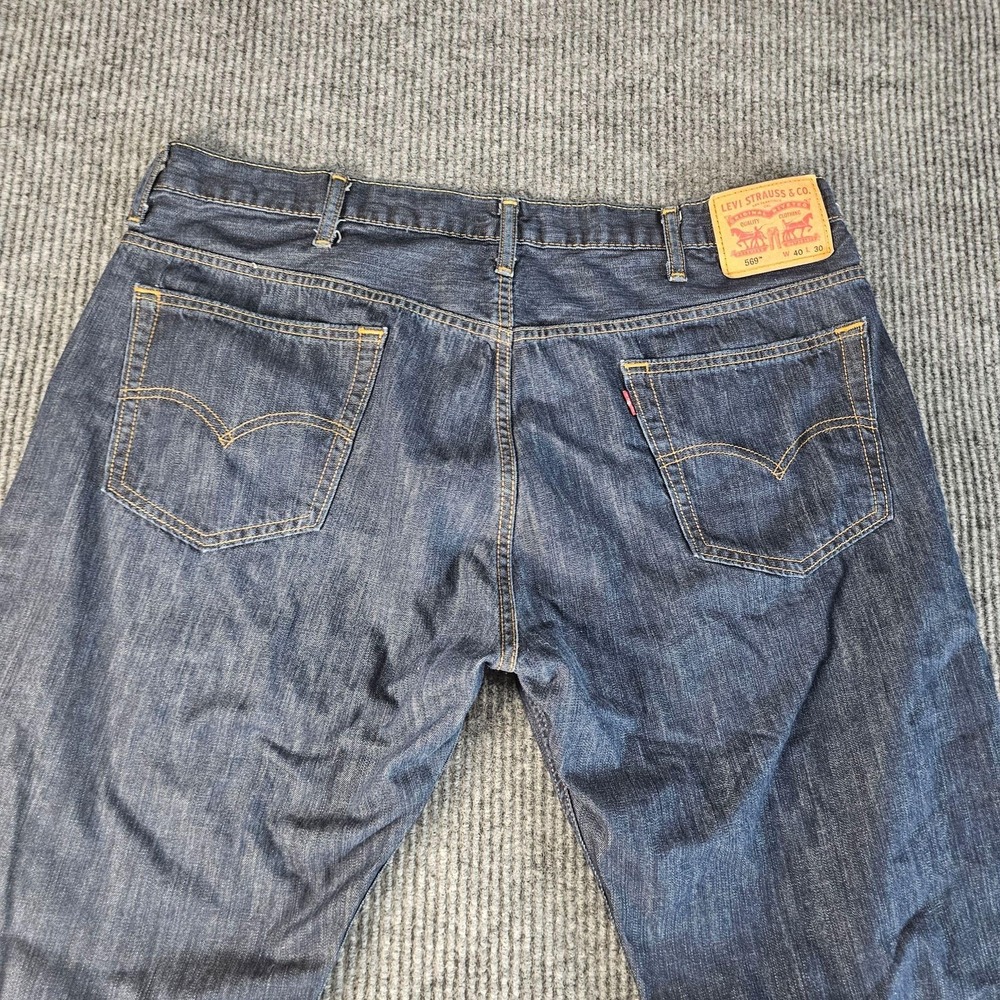 Levis 569 Jeans Mens 40x30 Blue Relaxed Straight Fit Denim Pants Medium Wash